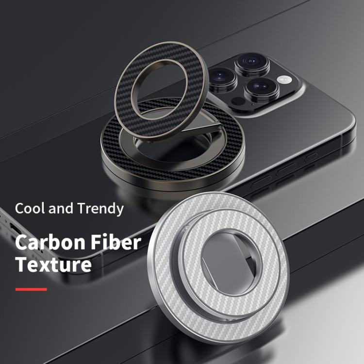 Carbon Fiber Texture Double-sided Magnetic MagSafe Ring Phone Holder, Gear Stress Relief Version
