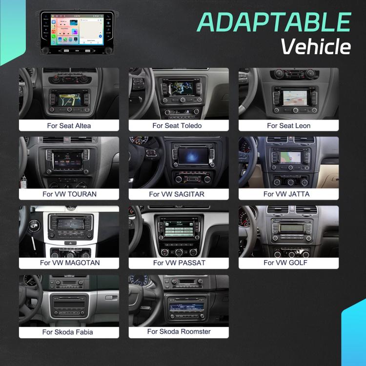 For Volkswagen Android 15 7 inch Wireless CarPlay Car Player Central Control Navigation Machine, Standard, Standard+AHD+Microphone