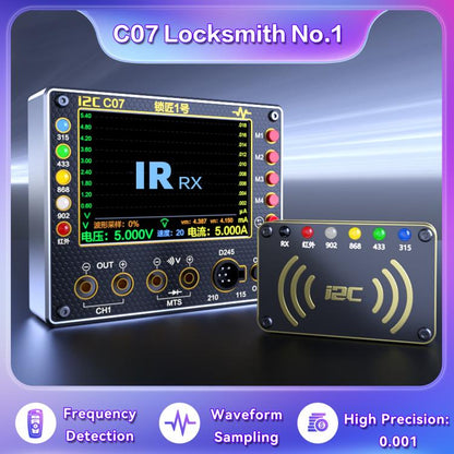 i2C C07 Locksmith No.1 Remote Control Frequency Tester Multimeter, Plug: EU Plug, Configuration 1, Configuration 2