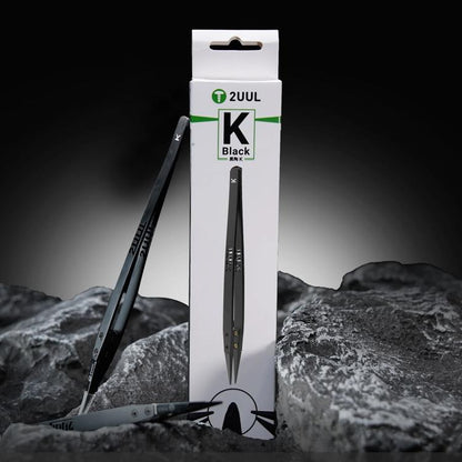 2uul TW32 Black K Flat Tip ESD-Safe Ceramic Tweezers, 2uul TW32