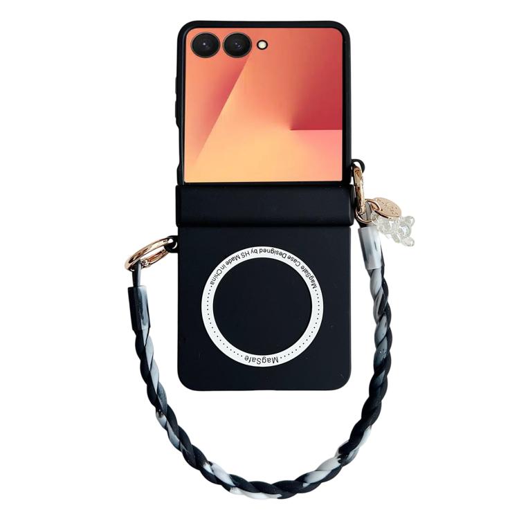 Integrated Hinge Side Buckle MagSafe Skin Feel PC Phone Case with Strap, For Galaxy Z Flip8 5G, For Samsung Galaxy Z Flip7 5G