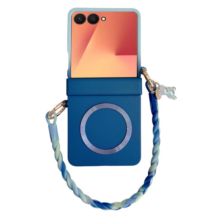 Integrated Hinge Side Buckle MagSafe Skin Feel PC Phone Case with Strap, For Galaxy Z Flip8 5G, For Samsung Galaxy Z Flip7 5G