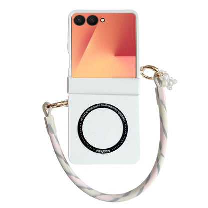 Integrated Hinge Side Buckle MagSafe Skin Feel PC Phone Case with Strap, For Galaxy Z Flip8 5G, For Samsung Galaxy Z Flip7 5G