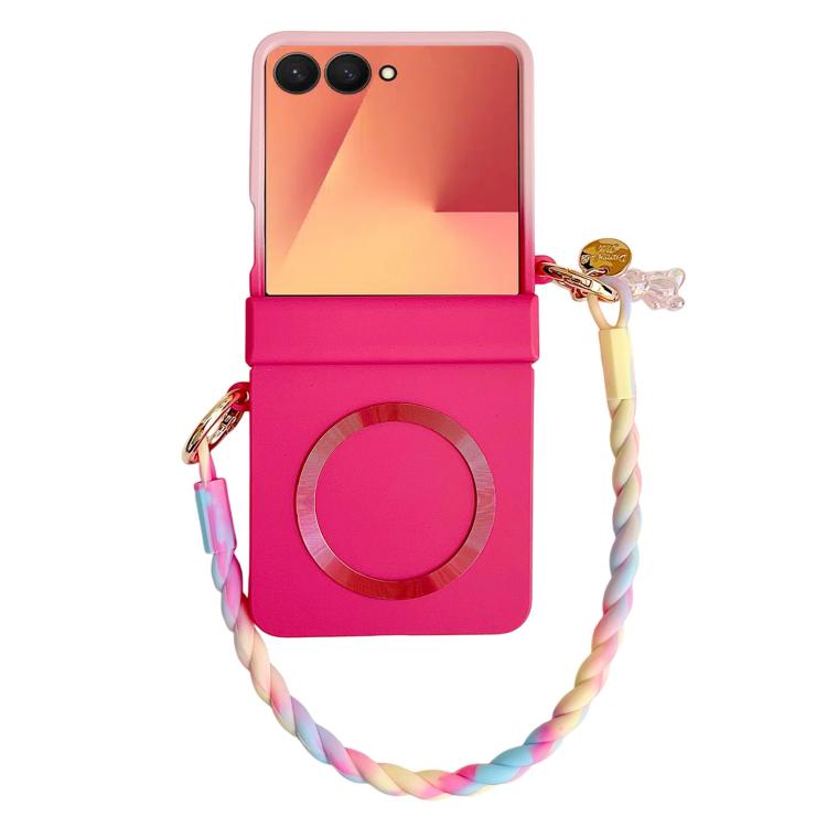 Integrated Hinge Side Buckle MagSafe Skin Feel PC Phone Case with Strap, For Galaxy Z Flip8 5G, For Samsung Galaxy Z Flip7 5G