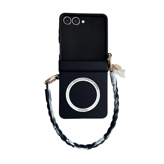 Integrated Hinge Side Buckle MagSafe Skin Feel PC Phone Case with Strap, For Galaxy Z Flip8 5G, For Samsung Galaxy Z Flip7 5G
