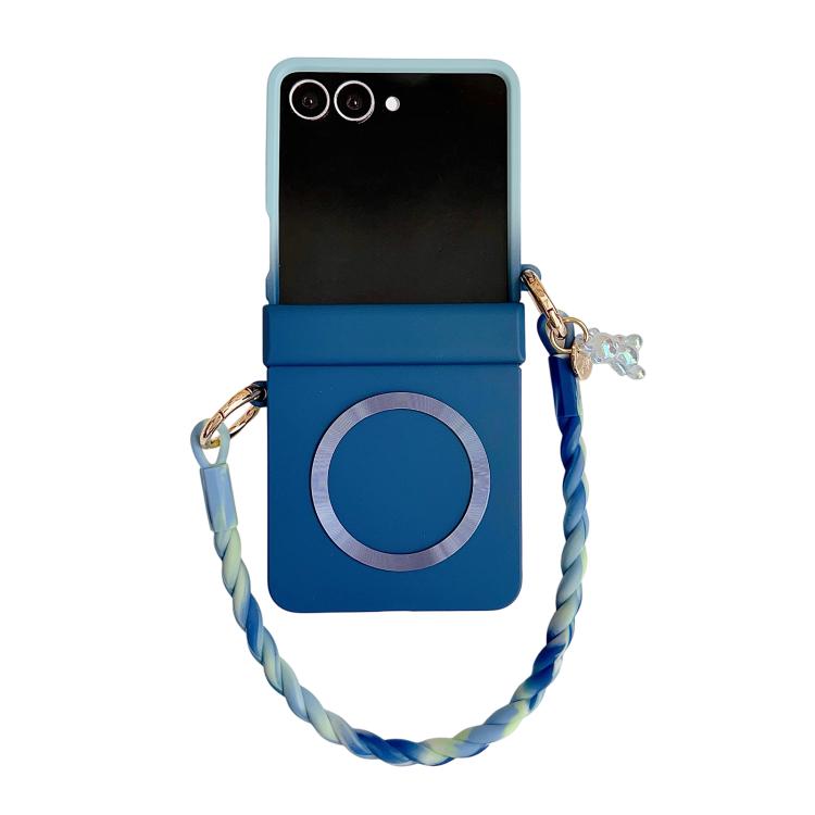 Integrated Hinge Side Buckle MagSafe Skin Feel PC Phone Case with Strap, For Galaxy Z Flip8 5G, For Samsung Galaxy Z Flip7 5G
