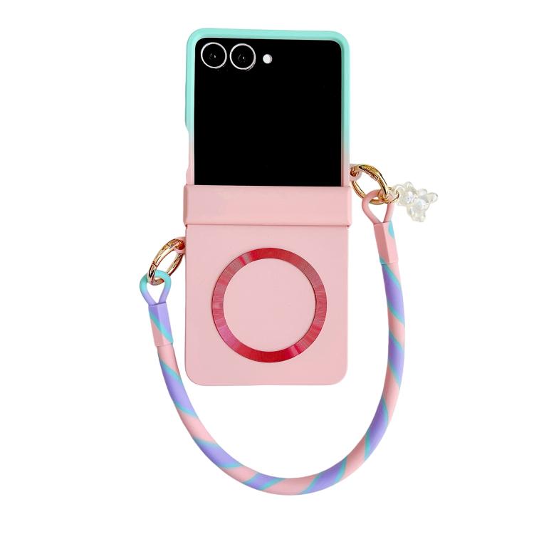 Integrated Hinge Side Buckle MagSafe Skin Feel PC Phone Case with Strap, For Galaxy Z Flip8 5G, For Samsung Galaxy Z Flip7 5G