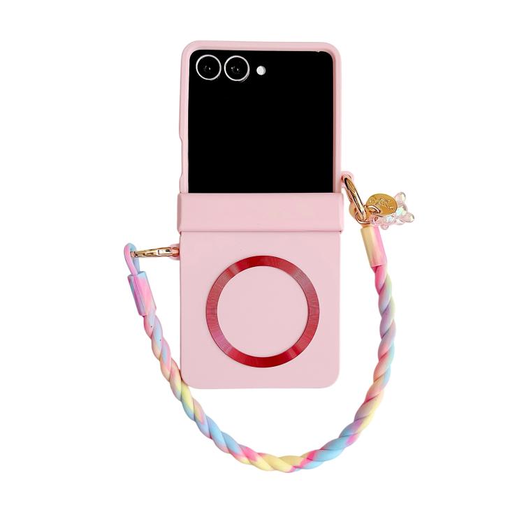 Integrated Hinge Side Buckle MagSafe Skin Feel PC Phone Case with Strap, For Galaxy Z Flip8 5G, For Samsung Galaxy Z Flip7 5G