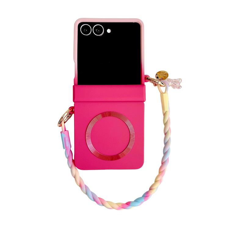 Integrated Hinge Side Buckle MagSafe Skin Feel PC Phone Case with Strap, For Galaxy Z Flip8 5G, For Samsung Galaxy Z Flip7 5G