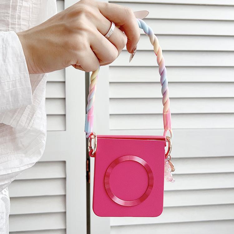 Integrated Hinge Side Buckle MagSafe Skin Feel PC Phone Case with Strap, For Galaxy Z Flip8 5G, For Samsung Galaxy Z Flip7 5G