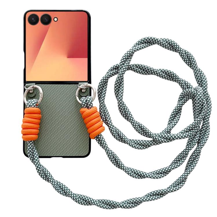 Woven Texture Phone Case With Colorful Lanyard, For Galaxy Z Flip8 5G, For Samsung Galaxy Z Flip7 5G
