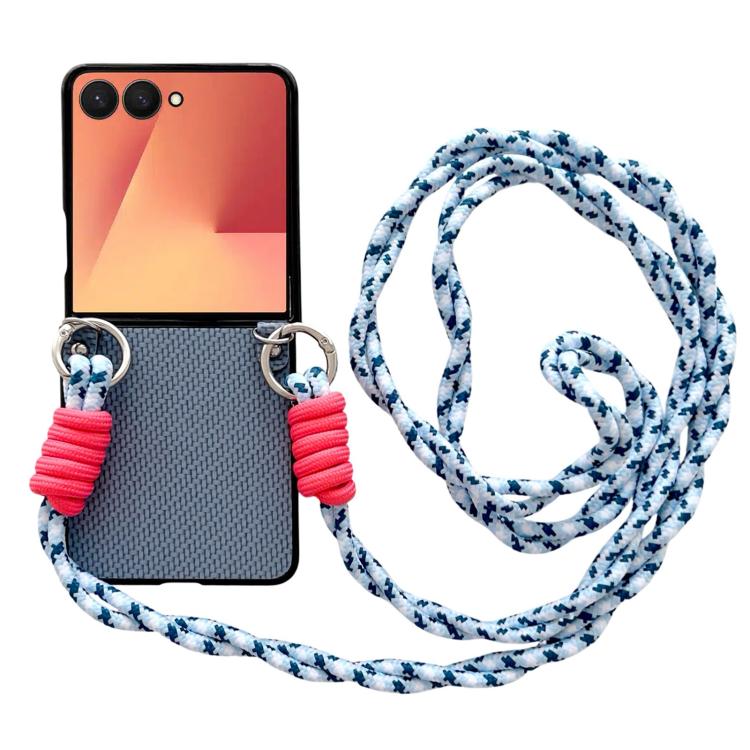 Woven Texture Phone Case With Colorful Lanyard, For Galaxy Z Flip8 5G, For Samsung Galaxy Z Flip7 5G