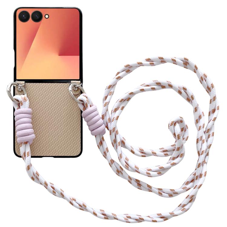 Woven Texture Phone Case With Colorful Lanyard, For Galaxy Z Flip8 5G, For Samsung Galaxy Z Flip7 5G