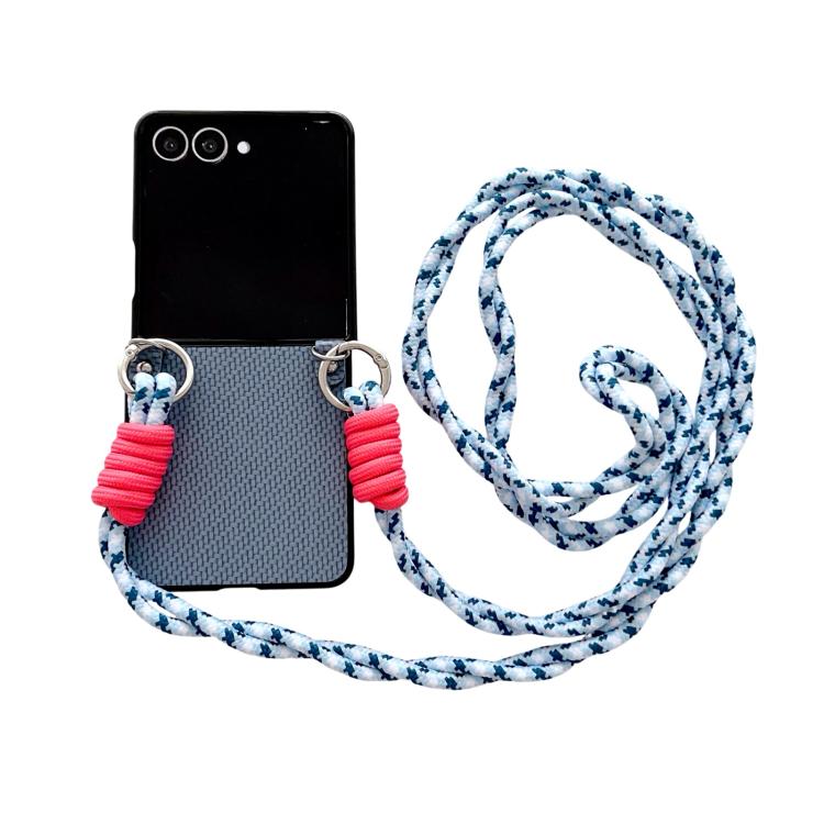 Woven Texture Phone Case With Colorful Lanyard, For Galaxy Z Flip8 5G, For Samsung Galaxy Z Flip7 5G