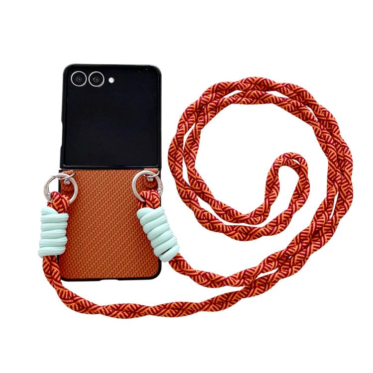 Woven Texture Phone Case With Colorful Lanyard, For Galaxy Z Flip8 5G, For Samsung Galaxy Z Flip7 5G