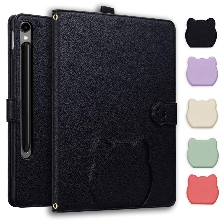 Cat Skin-feel Litchi Leather Smart Tablet Case