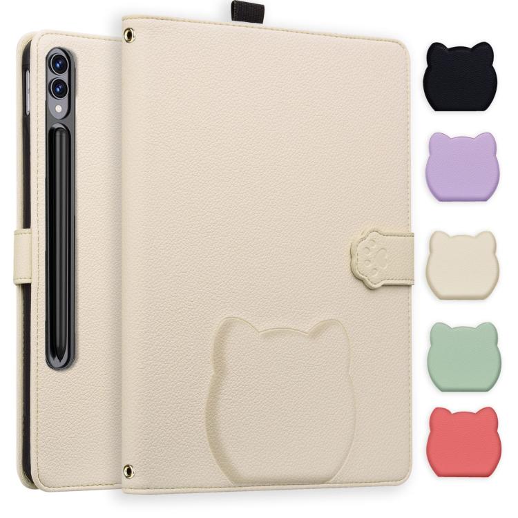 Cat Skin-feel Litchi Leather Smart Tablet Case