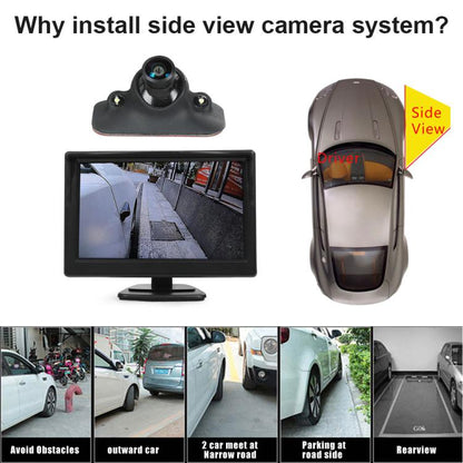 1080P 5 inch HD Display Screen Side Front Blind Spot Camera Image Assistance System Kit, Side Front Blind Spot Camera