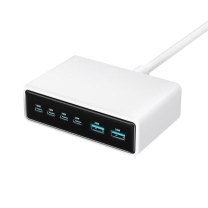200W 4xUSB-C / Type-C and 2xUSB-A Multi-function 6 Ports GaN Desktop Fast Charger, EU Plug, US Plug, UK Plug, AU Plug