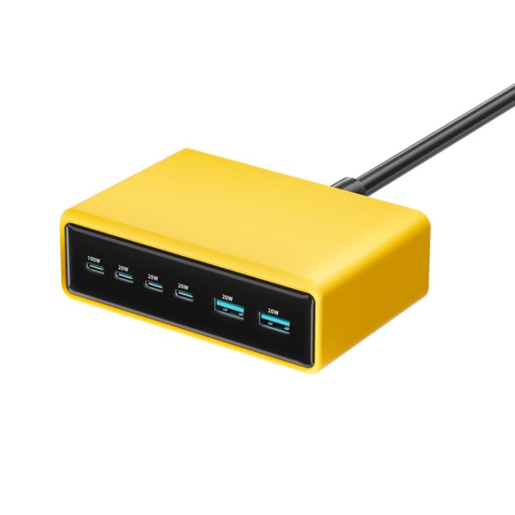 200W 4xUSB-C / Type-C and 2xUSB-A Multi-function 6 Ports GaN Desktop Fast Charger, EU Plug, US Plug, UK Plug, AU Plug