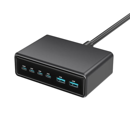 200W 4xUSB-C / Type-C and 2xUSB-A Multi-function 6 Ports GaN Desktop Fast Charger, EU Plug, US Plug, UK Plug, AU Plug