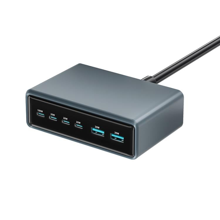 200W 4xUSB-C / Type-C and 2xUSB-A Multi-function 6 Ports GaN Desktop Fast Charger, EU Plug, US Plug, UK Plug, AU Plug