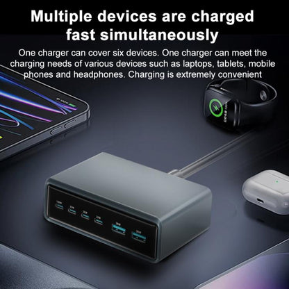 200W 4xUSB-C / Type-C and 2xUSB-A Multi-function 6 Ports GaN Desktop Fast Charger, EU Plug, US Plug, UK Plug, AU Plug