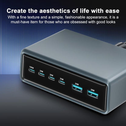 200W 4xUSB-C / Type-C and 2xUSB-A Multi-function 6 Ports GaN Desktop Fast Charger, EU Plug, US Plug, UK Plug, AU Plug