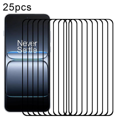 25 PCS/Pack High Aluminum Full Screen Silk Printing Tempered Glass Film, For OnePlus Turbo 6X 5G, For OnePlus Nord CE6 Lite, For OnePlus Nord 5, For OnePlus Nord CE5, For OnePlus Ace 5