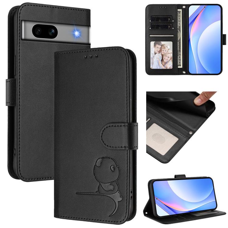 Litter Panda Embossing RFID Leather Phone Case with Lanyard, For Google Pixel 11 Pro XL, For Google Pixel 11 Pro / 11, For Google Pixel 10 Pro XL / 9 Pro XL, For Google Pixel 10 / 10 Pro, For Google Pixel 9a, For Google Pixel 9 / 9 Pro                 ...