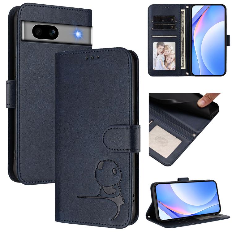 Litter Panda Embossing RFID Leather Phone Case with Lanyard, For Google Pixel 11 Pro XL, For Google Pixel 11 Pro / 11, For Google Pixel 10 Pro XL / 9 Pro XL, For Google Pixel 10 / 10 Pro, For Google Pixel 9a, For Google Pixel 9 / 9 Pro                 ...
