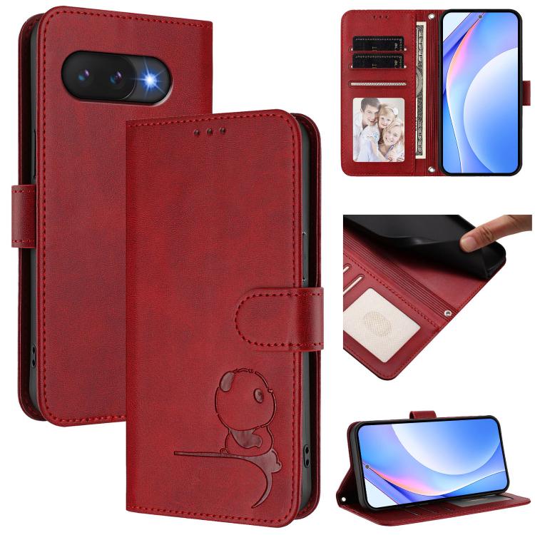 Litter Panda Embossing RFID Leather Phone Case with Lanyard, For Google Pixel 11 Pro XL, For Google Pixel 11 Pro / 11, For Google Pixel 10 Pro XL / 9 Pro XL, For Google Pixel 10 / 10 Pro, For Google Pixel 9a, For Google Pixel 9 / 9 Pro                 ...