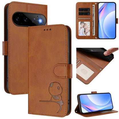 Litter Panda Embossing RFID Leather Phone Case with Lanyard, For Google Pixel 11 Pro XL, For Google Pixel 11 Pro / 11, For Google Pixel 10 Pro XL / 9 Pro XL, For Google Pixel 10 / 10 Pro, For Google Pixel 9a, For Google Pixel 9 / 9 Pro                 ...