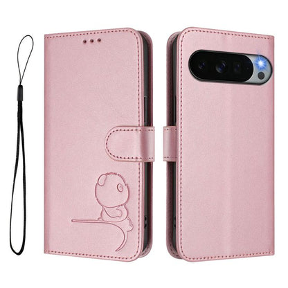 Litter Panda Embossing RFID Leather Phone Case with Lanyard, For Google Pixel 11 Pro XL, For Google Pixel 11 Pro / 11, For Google Pixel 10 Pro XL / 9 Pro XL, For Google Pixel 10 / 10 Pro, For Google Pixel 9a, For Google Pixel 9 / 9 Pro                 ...