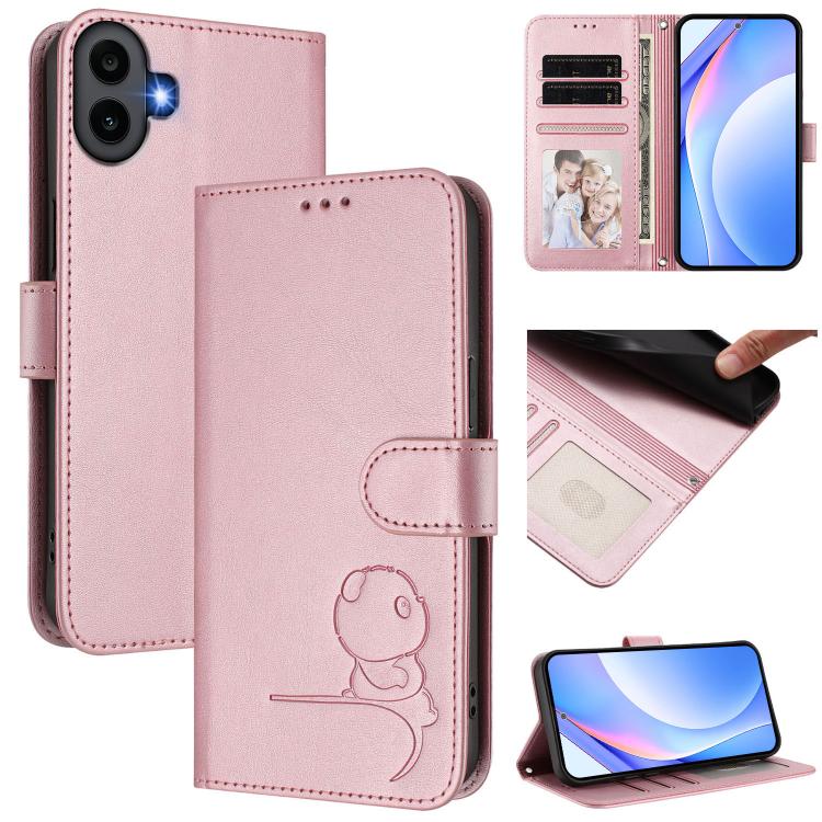 Litter Panda Embossing RFID Leather Phone Case with Lanyard, For Nothing Phone 4a Pro, For Nothing Phone 4a, For Nothing CMF Phone 2 Pro, For Nothing Phone 3a, For Nothing Phone 3a Pro, For Nothing CMF Phone 1, For Nothing Phone 2a