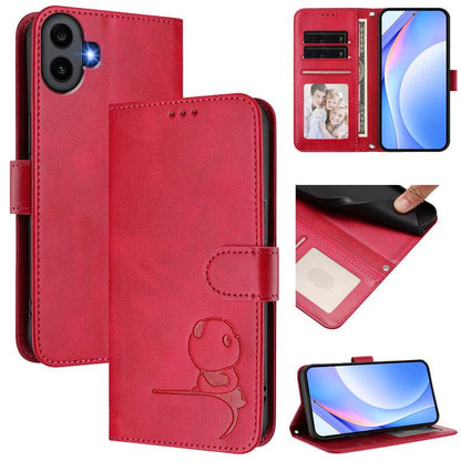 Litter Panda Embossing RFID Leather Phone Case with Lanyard, For Nothing Phone 4a Pro, For Nothing Phone 4a, For Nothing CMF Phone 2 Pro, For Nothing Phone 3a, For Nothing Phone 3a Pro, For Nothing CMF Phone 1, For Nothing Phone 2a