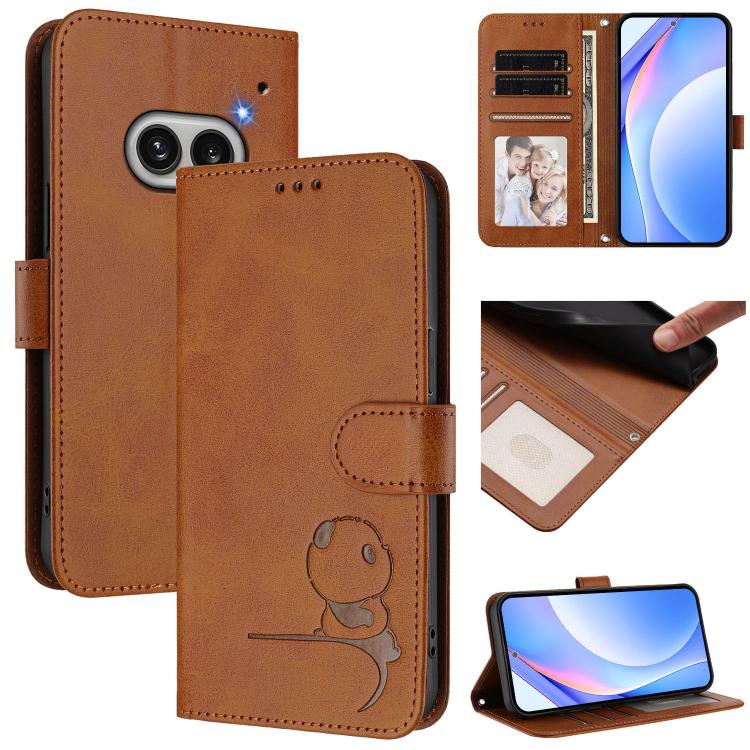 Litter Panda Embossing RFID Leather Phone Case with Lanyard, For Nothing Phone 4a Pro, For Nothing Phone 4a, For Nothing CMF Phone 2 Pro, For Nothing Phone 3a, For Nothing Phone 3a Pro, For Nothing CMF Phone 1, For Nothing Phone 2a