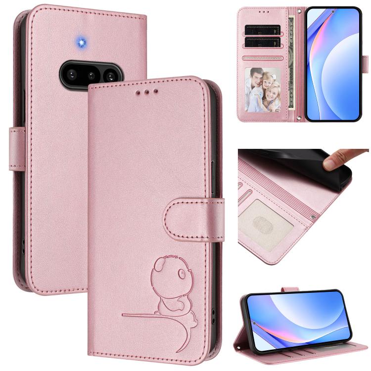 Litter Panda Embossing RFID Leather Phone Case with Lanyard, For Nothing Phone 4a Pro, For Nothing Phone 4a, For Nothing CMF Phone 2 Pro, For Nothing Phone 3a, For Nothing Phone 3a Pro, For Nothing CMF Phone 1, For Nothing Phone 2a