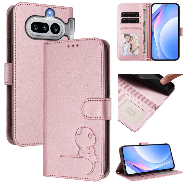 Litter Panda Embossing RFID Leather Phone Case with Lanyard, For Nothing Phone 4a Pro, For Nothing Phone 4a, For Nothing CMF Phone 2 Pro, For Nothing Phone 3a, For Nothing Phone 3a Pro, For Nothing CMF Phone 1, For Nothing Phone 2a
