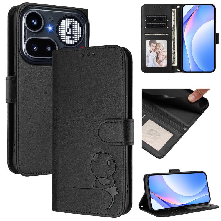 Litter Panda Embossing RFID Leather Phone Case with Lanyard, For Nothing Phone 4a Pro, For Nothing Phone 4a, For Nothing CMF Phone 2 Pro, For Nothing Phone 3a, For Nothing Phone 3a Pro, For Nothing CMF Phone 1, For Nothing Phone 2a