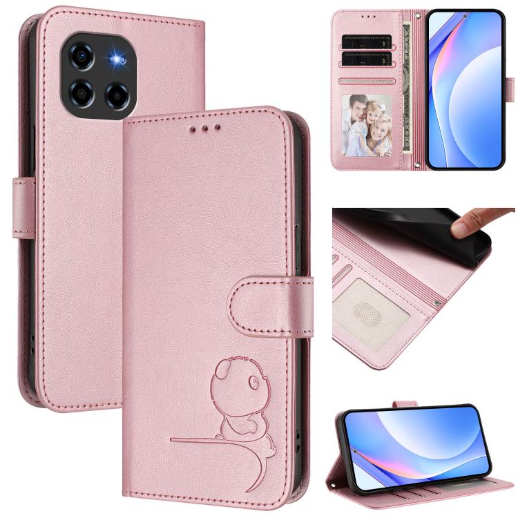 Litter Panda Embossing RFID Leather Phone Case with Lanyard
