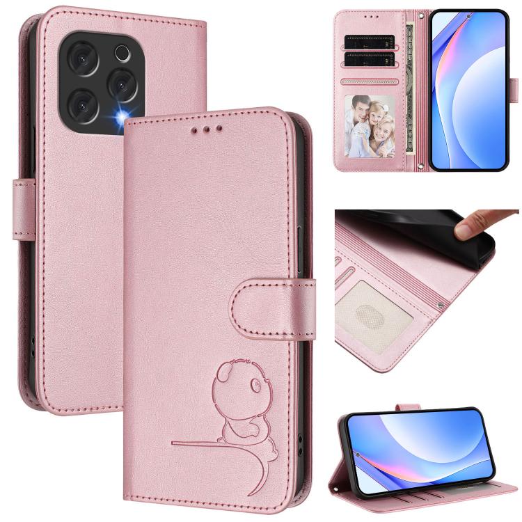 Litter Panda Embossing RFID Leather Phone Case with Lanyard