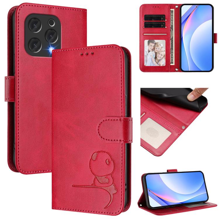 Litter Panda Embossing RFID Leather Phone Case with Lanyard