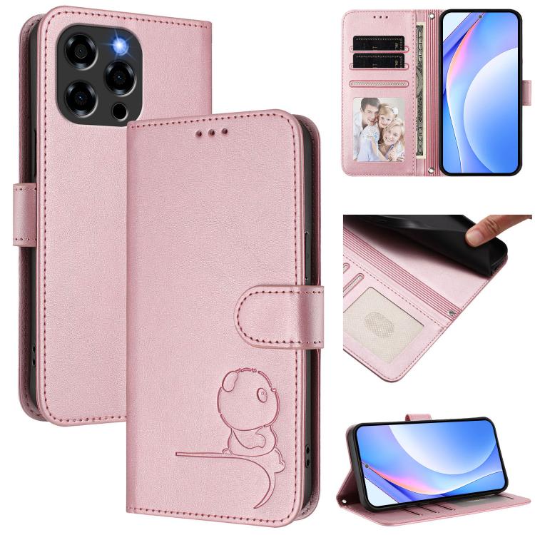 Litter Panda Embossing RFID Leather Phone Case with Lanyard