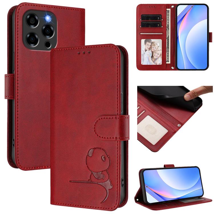 Litter Panda Embossing RFID Leather Phone Case with Lanyard