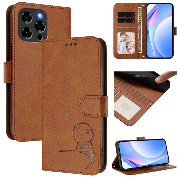 Litter Panda Embossing RFID Leather Phone Case with Lanyard