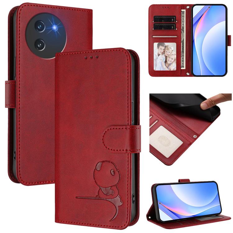 Litter Panda Embossing RFID Leather Phone Case with Lanyard