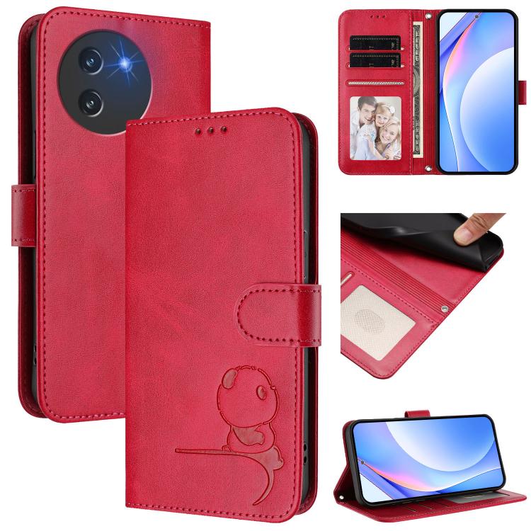 Litter Panda Embossing RFID Leather Phone Case with Lanyard