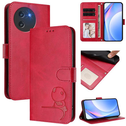 Litter Panda Embossing RFID Leather Phone Case with Lanyard