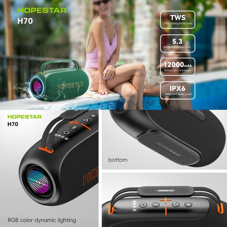 HOPESTAR H70 80W Outdoor Portable IPX5 Waterproof Bluetooth Speaker, H70